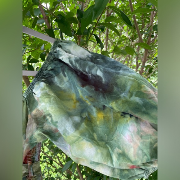 Forest Fairy: One of a Kind Ice Dyed Dress - Puff Sleeve - Tiered Skirt - Small - Picture 5 of 12